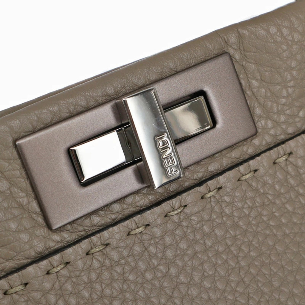 FENDI Peekaboo Regular Selleria Crossbody Shoulder Bag Handbag Gray Beige - Picture 5 of 11